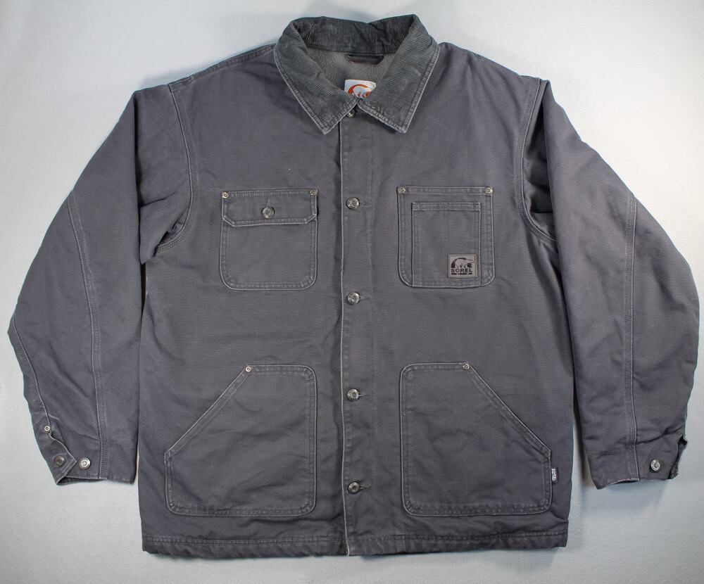 Sorel Chore Barn Canvas Coat Jacket Men's Large Gray Outdoor Workwear